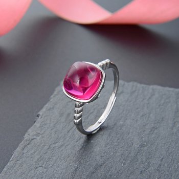 925 Sterling Silver Oval July Ruby Birthstone Rings